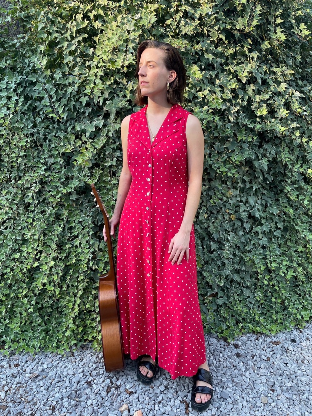 Sheri Martin Vintage Red Polka Dot Sleeveless Maxi Dress